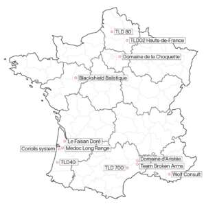 Carte des stands de tir longue distance (TLD) en France