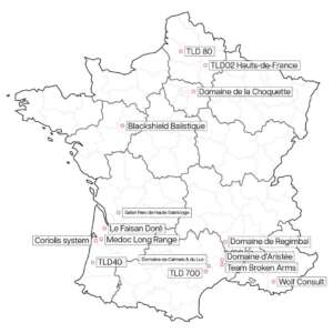 Carte des stands de tir longue distance (TLD) en France