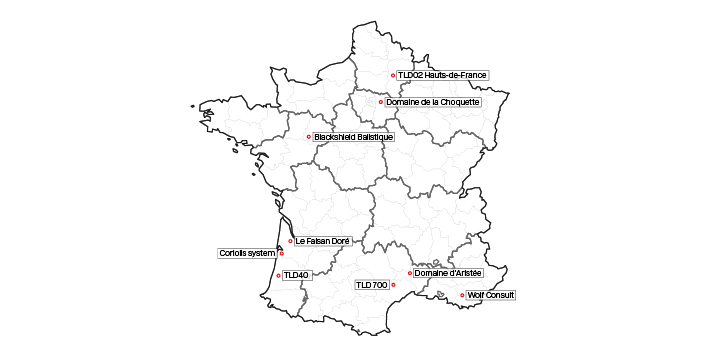 Carte des stands de tir longue distance en France